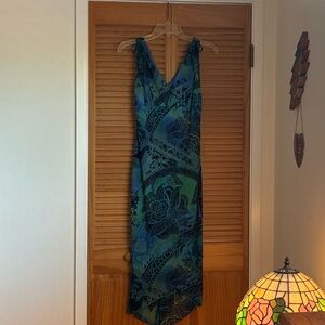 Ruby Rox Elegant Blue and Green Floral Dress